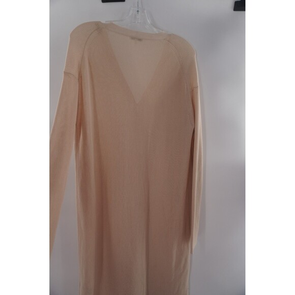 Lafayette New York 148 Tan Ribbed Cotton V Neck Front Button Duster Sweater Sz S - Picture 11 of 12